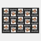 Vrolijk kerstfeest met 1 vierkante foto zwart inpakpapier vel (Voorkant 3)