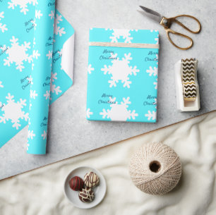 Vrolijk kerstfeest met blauw witte roebel cadeaupapier