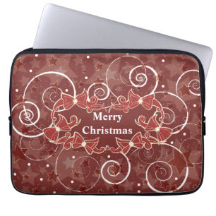 Vrolijk kerstfeest met bogen en sterren laptop sleeve
