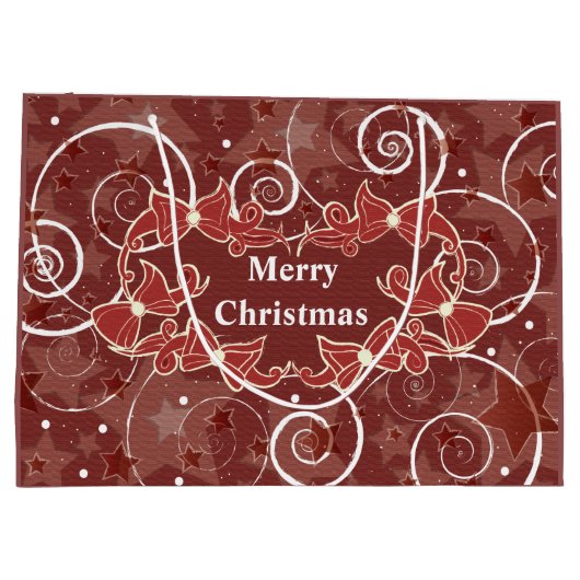 Vrolijk kerstfeest met bogen en sterren large cadeauzakje (Achterkant)