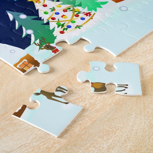 Vrolijk kerstfeest met crescent Moon Legpuzzel (Zijkant)