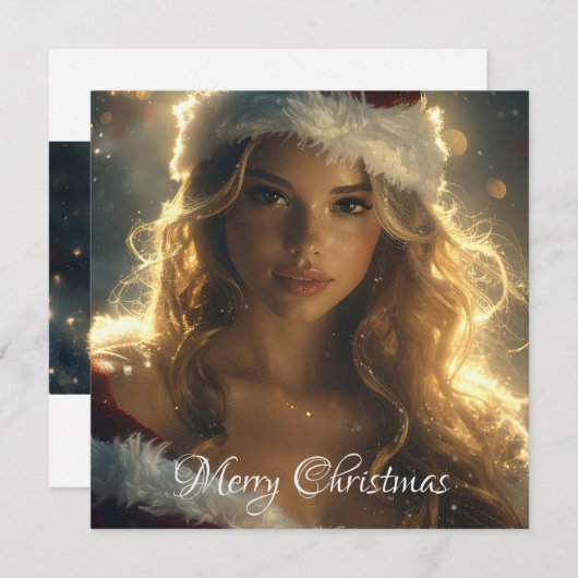 Vrolijk kerstfeest met de mooie Santa Angel Kaart (Voorkant / Achterkant)