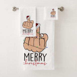 Vrolijk kerstfeest met de vinger bad handdoek