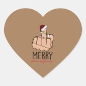 Vrolijk kerstfeest met de vinger hart sticker (Voorkant)