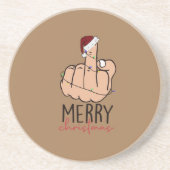 Vrolijk kerstfeest met de vinger zandsteen onderzetter (Voorkant)