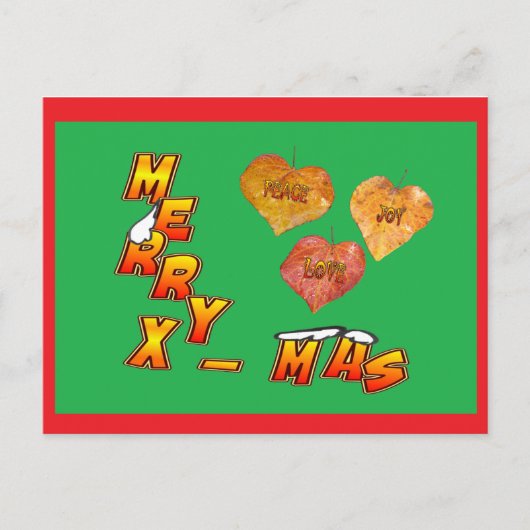 Vrolijk kerstfeest met drie hartvormig rood Briefk Feestdagenkaart (Voorkant)