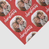 Vrolijk kerstfeest met één cirkelfoto - rood tissuepapier (Detail)