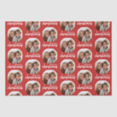 Vrolijk kerstfeest met één cirkelfoto - rood tissuepapier (Voorkant)