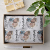 Vrolijk kerstfeest met één cirkelfoto - wit tissuepapier (Geschenk)