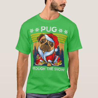 Vrolijk kerstfeest met een hond door de sneeuwvrou t-shirt