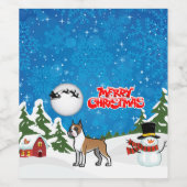 Vrolijk kerstfeest met een Snowman en een Kerstman Wijn Etiket (Enkel label)