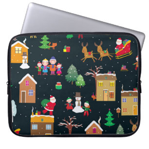Vrolijk kerstfeest met een vrolijke familie en bes laptop sleeve