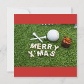 Vrolijk kerstfeest met golfer met golfbal en cadea (Voorkant)