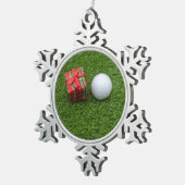 Vrolijk kerstfeest met golfer met golfbal home dec tin sneeuwvlok ornament (Rechts)