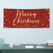 Vrolijk kerstfeest met gouden Confetti rood Spandoek (Beurs)