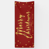 Vrolijk kerstfeest met gouden Confetti rood Spandoek (Verticaal)