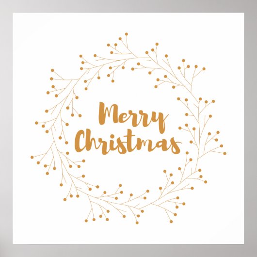 Vrolijk kerstfeest met gouden gulden poster (Voorkant)