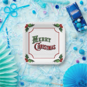 Vrolijk kerstfeest met Holly Papieren Bordje (Feest)