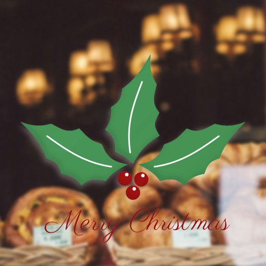 Vrolijk kerstfeest met Holly Raamsticker