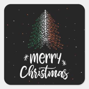 Vrolijk kerstfeest met Ierse vlag Vierkante Sticker