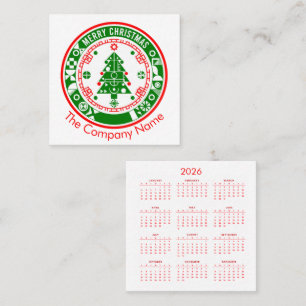 Vrolijk kerstfeest met kalender vierkante visitekaartje