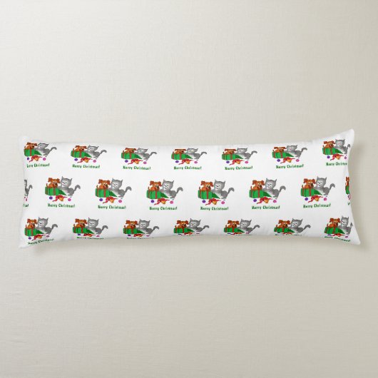 Vrolijk kerstfeest met kat en puppy lichaamskussen (Achterkant)