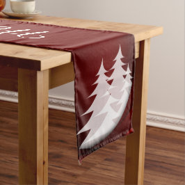 Vrolijk kerstfeest met kerstbomen lange tafelloper