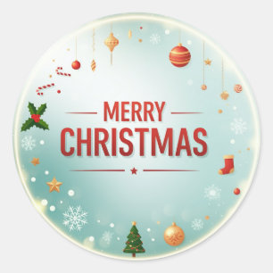 Vrolijk kerstfeest met kerstelementen ronde sticker