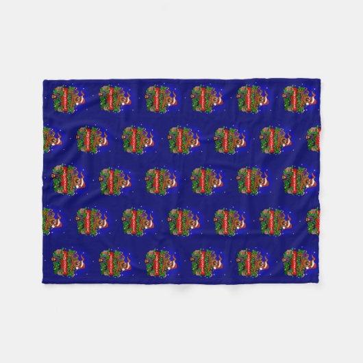 Vrolijk kerstfeest met kerstkonijn fleece deken (Voorkant (Horizontaal))