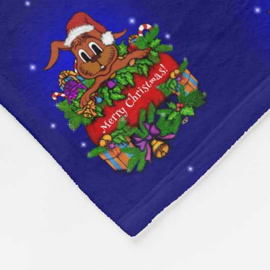 Vrolijk kerstfeest met kerstkonijn fleece deken (Hoek)