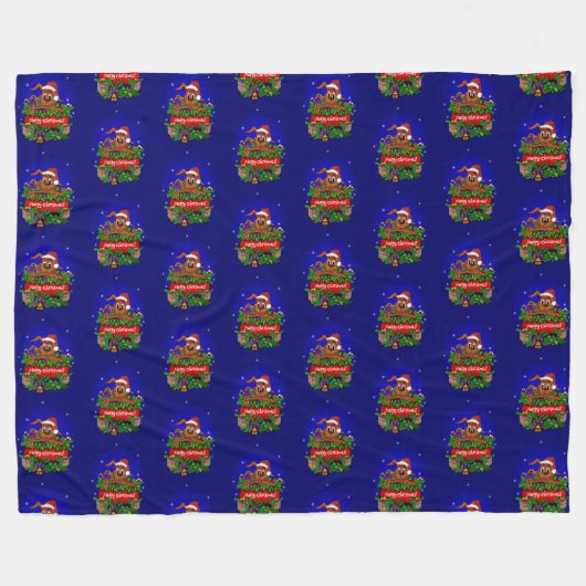 Vrolijk kerstfeest met kerstkonijn fleece deken (Voorkant (Horizontaal))