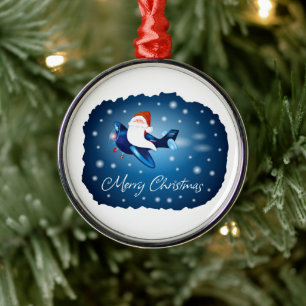 Vrolijk kerstfeest met kerstman metalen ornament