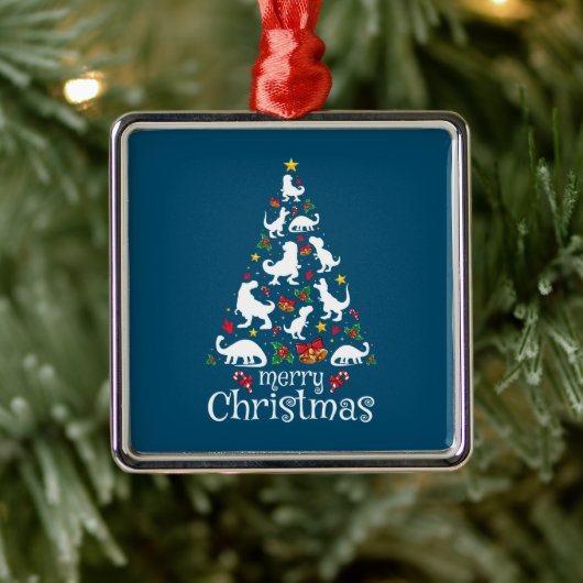 Vrolijk kerstfeest met Kinder jongens met Rex Metalen Ornament (Boom)