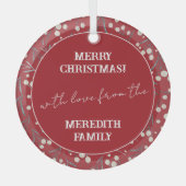 Vrolijk kerstfeest met liefde Personaliseer orname Glas Ornament (Voorkant)