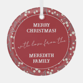 Vrolijk kerstfeest met liefde Personaliseer orname Glas Ornament
