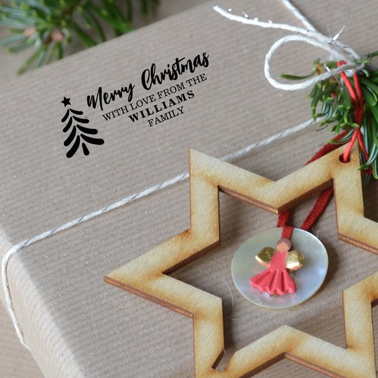 Vrolijk kerstfeest met liefde van (gebruikelijk) g 	rubberstempel