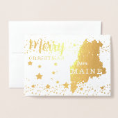 Vrolijk kerstfeest met Maine State Photo Folie Car Folie Kaarten (Voorkant met envelop)