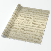 Vrolijk kerstfeest met meerdere talen Gold Cadeaupapier (Uitgerold)