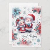 Vrolijk kerstfeest met meneer en mevrouw Claus Feestdagenkaart (Voorkant / Achterkant)