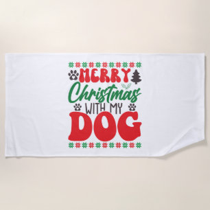 Vrolijk kerstfeest met mijn Hond-01 Strandlaken