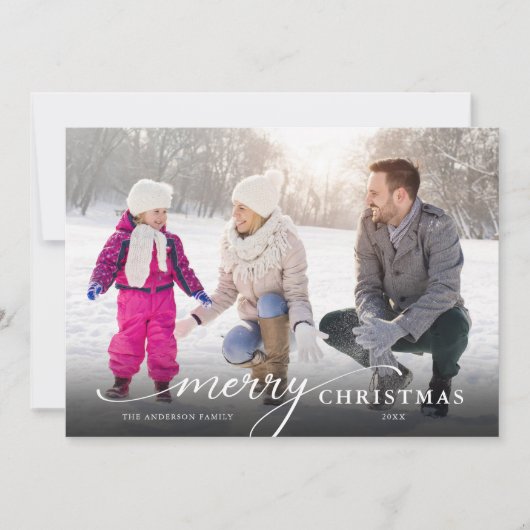 Vrolijk kerstfeest met modern script feestdagenkaart (Voorkant)