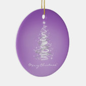 Vrolijk kerstfeest met paarse boom keramisch ornament (Rechts)
