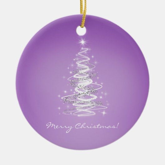 Vrolijk kerstfeest met paarse boom keramisch ornament (Voorkant)