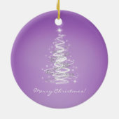 Vrolijk kerstfeest met paarse boom keramisch ornament (Achterkant)
