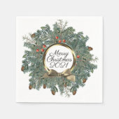 Vrolijk kerstfeest met persoonlijk goud servet (Voorkant)