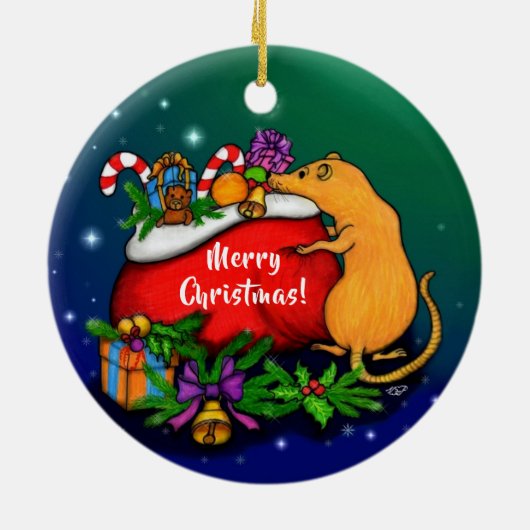 Vrolijk kerstfeest met Rat Prince Keramisch Ornament (Achterkant)