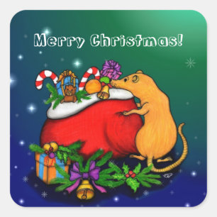 Vrolijk kerstfeest met Rat Prince Vierkante Sticker