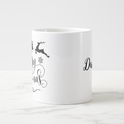 Vrolijk kerstfeest met rendier/kerstcadeau/Mok Jumbo Beker (Voorkant)