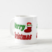 Vrolijk kerstfeest met rode groene halve typografi koffiemok (Voorkant links)