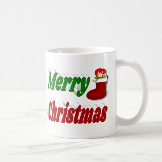 Vrolijk kerstfeest met rode groene halve typografi koffiemok (Rechts)